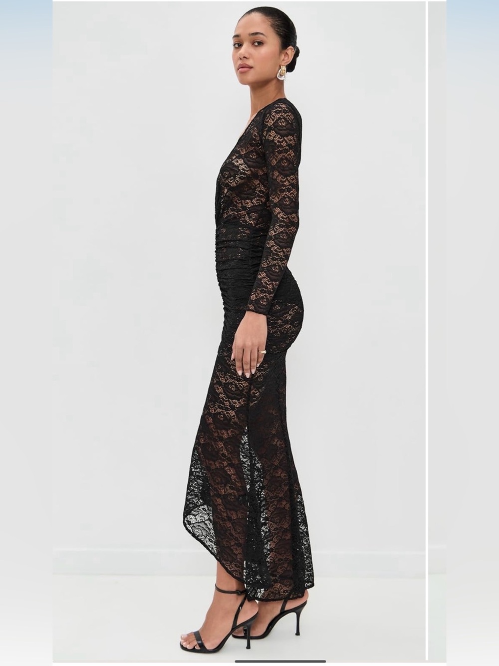 Ronny kobo nelli Lace Plunge Ruched Dress